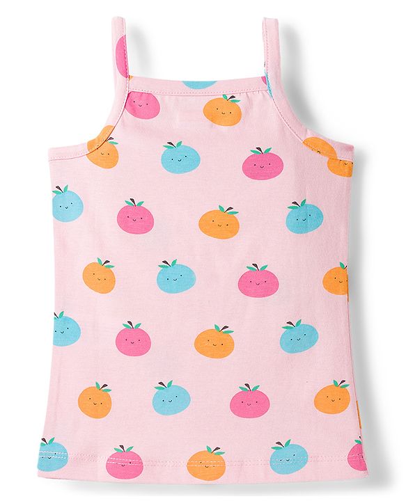 Babyhug 100% Cotton Knit Sleeveless Slips With Fruit Print Pack of 3 - Multicolor