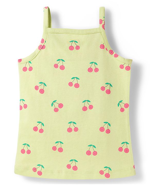 Babyhug 100% Cotton Knit Sleeveless Slips With Fruit Print Pack of 3 - Multicolor