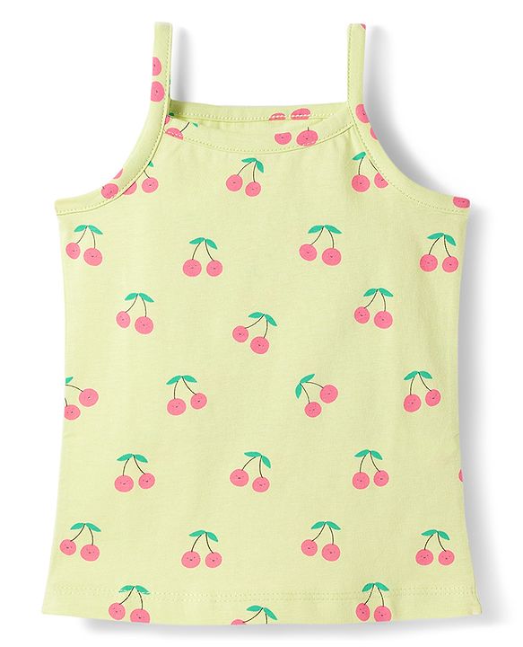 Babyhug 100% Cotton Knit Sleeveless Slips With Fruit Print Pack of 3 - Multicolor