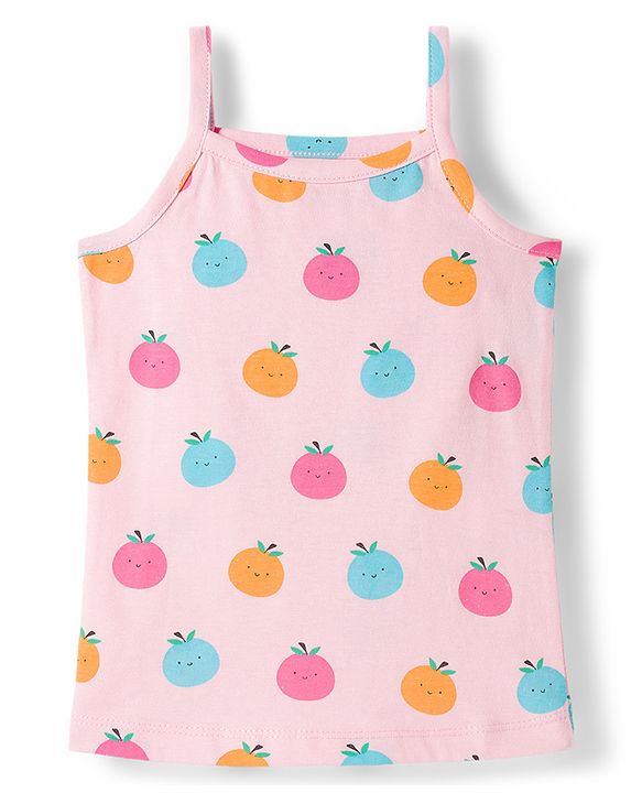 Babyhug 100% Cotton Knit Sleeveless Slips With Fruit Print Pack of 3 - Multicolor