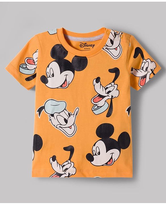 Babyhug Disney Single Jersey Knit Half Sleeves T-Shirt With Mickey Mouse Graphics Pack of 2 - Multicolor
