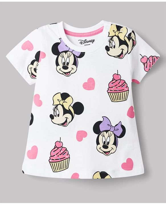 Babyhug Disney Single Jersey Knit Half Sleeves T-Shirts with Minnie Mouse Graphic Pack of 2 - Multicolor