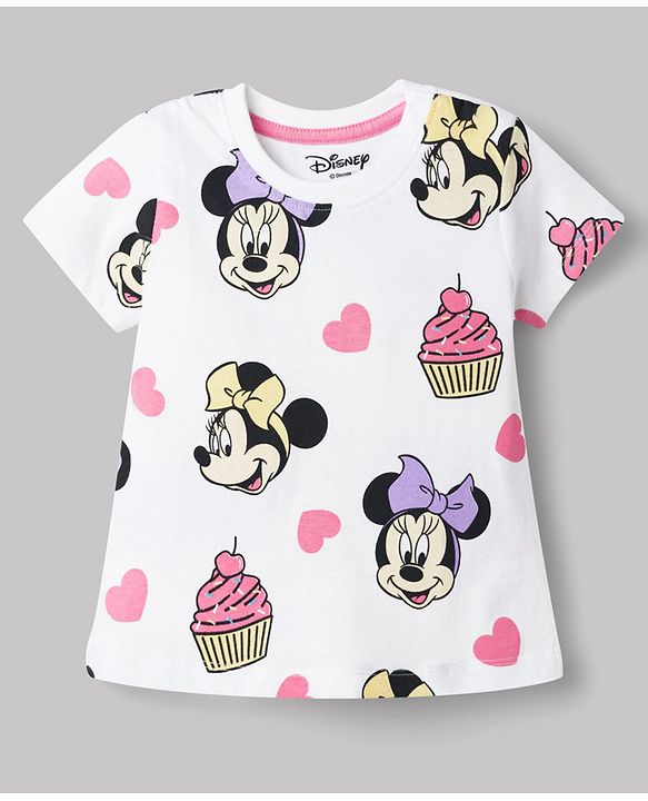 Babyhug Disney Single Jersey Knit Half Sleeves T-Shirts with Minnie Mouse Graphic Pack of 2 - Multicolor