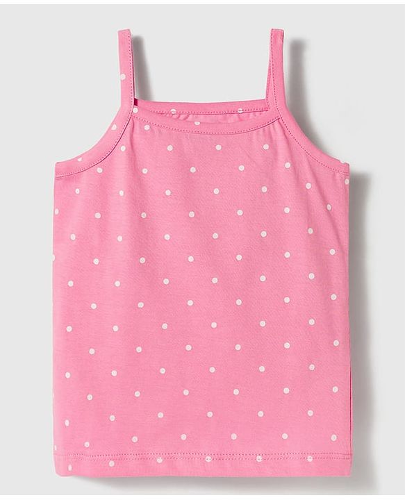 Babyhug 100% Cotton Knit Sleeveless Polka Dots Printed Slips Pack of 5 - Multicolor
