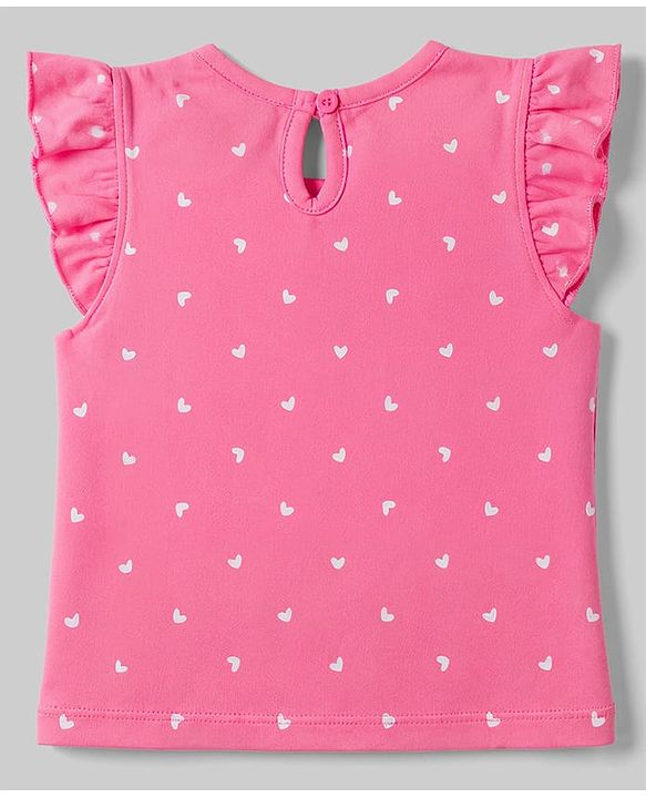 Babyhug Cotton Knit T-Shirts with Ruffle Sleeves and All-Over Print Pack of 3 Multi Color 6-9 Months