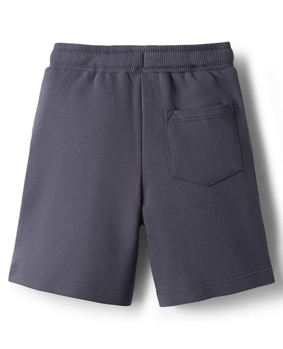 Babyhug Terry Knit Mid Thigh Length Shorts with Great Big Smile Print - Navy Blue