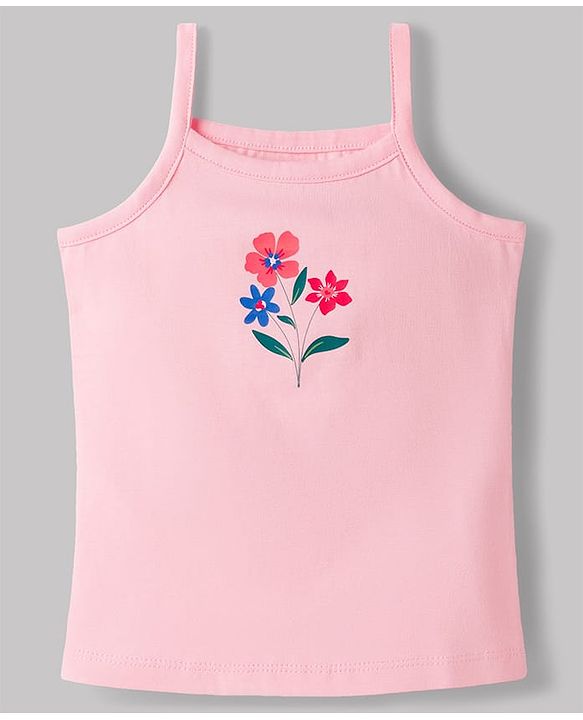 Babyhug 100% Cotton Single Jersey Knit Sleeveless Slips With Floral Print Pack of 3 - Multicolor