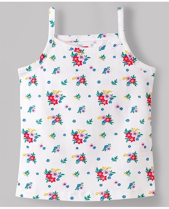 Babyhug 100% Cotton Single Jersey Knit Sleeveless Slips With Floral Print Pack of 3 - Multicolor