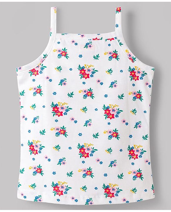 Babyhug 100% Cotton Single Jersey Knit Sleeveless Slips With Floral Print Pack of 3 - Multicolor
