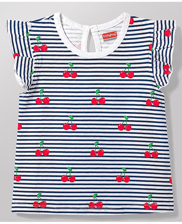 Babyhug Cotton Knit T-Shirts with Graphic Print and Ruffled Sleeves Multi Color 6-9 Months Pack of 5