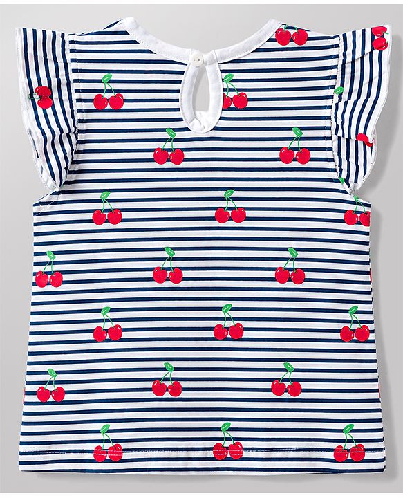 Babyhug Cotton Knit T-Shirts with Graphic Print and Ruffled Sleeves Multi Color 6-9 Months Pack of 5