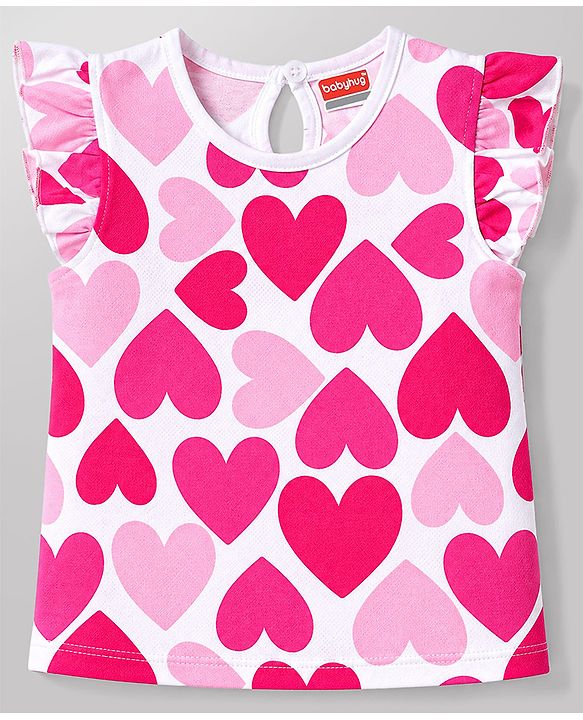 Babyhug 100% Cotton Knit Half Sleeves T-Shirts Hearts & Text Print Pack of 5 - Multicolour