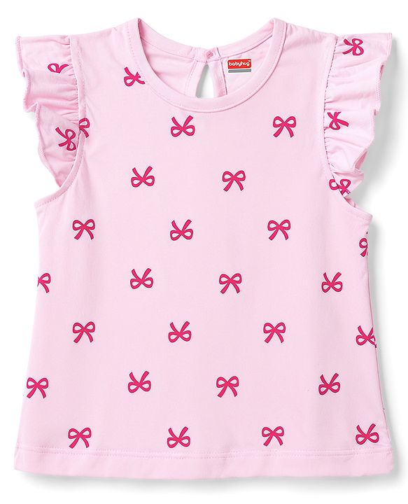 Babyhug Cotton Knit Frill Sleeves Hearts Printed T-Shirts Pack of 3 - Navy & Pink