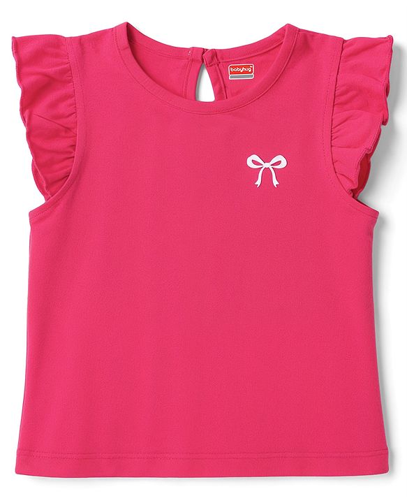 Babyhug Cotton Knit Frill Sleeves Hearts Printed T-Shirts Pack of 3 - Navy & Pink