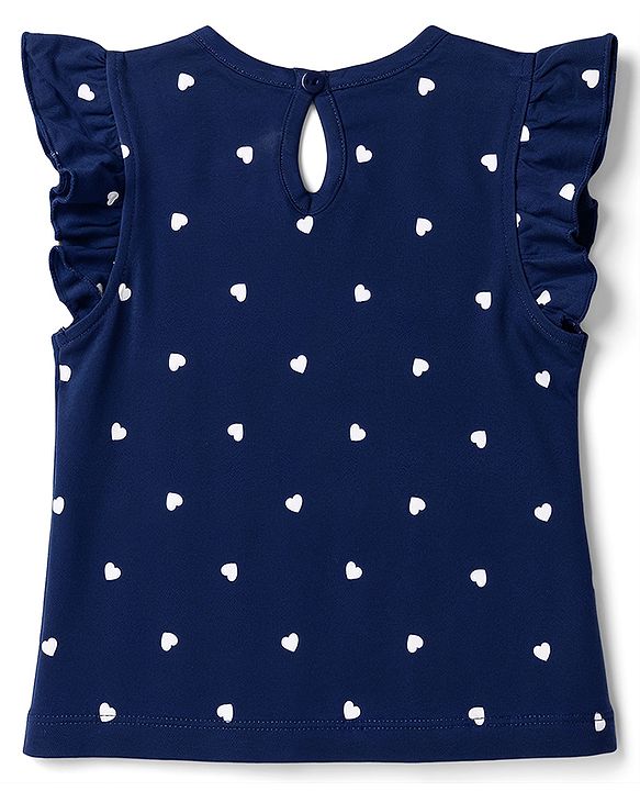 Babyhug Cotton Knit Frill Sleeves Hearts Printed T-Shirts Pack of 3 - Navy & Pink