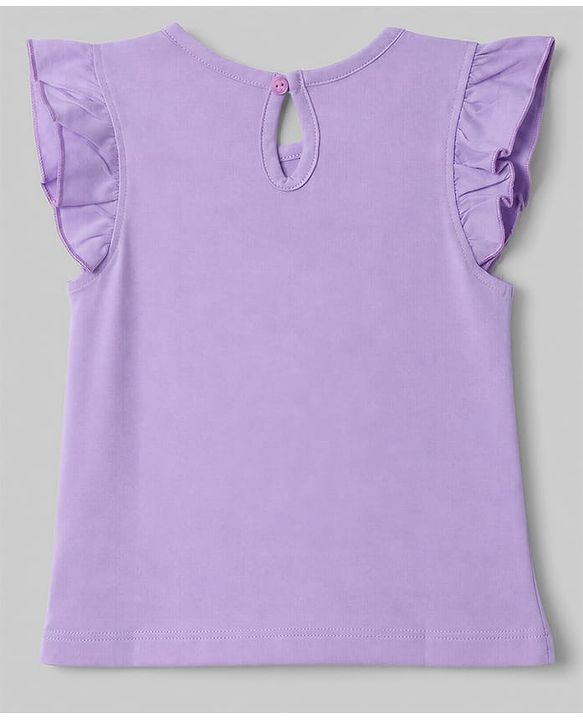 Babyhug 100% Cotton Knit Frill Sleeves Hearts & Text Printed T-Shirts Pack Of 3 - Purple Orange & White
