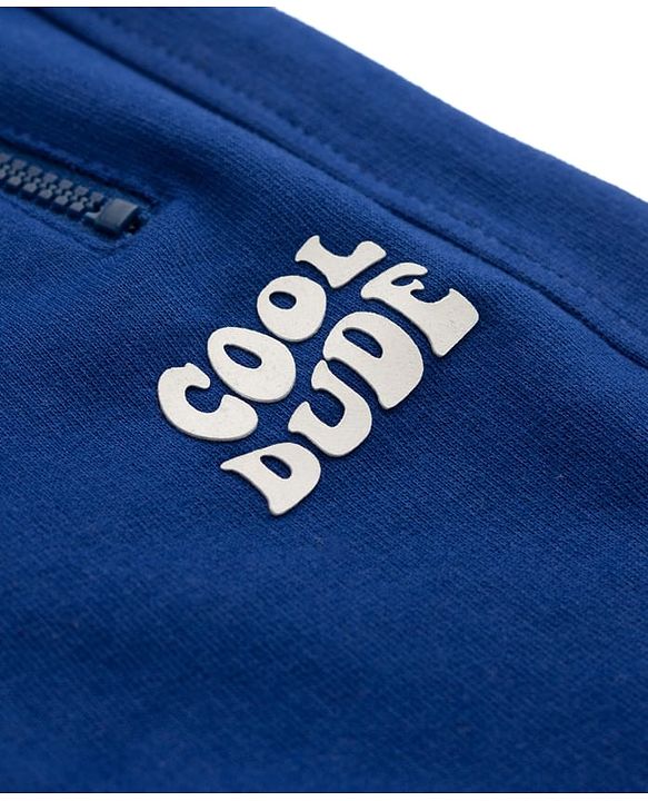 Babyhug Terry Knit Mid Thigh Shorts with Cool Dude Print - Navy Blue