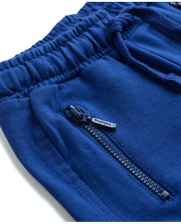 Babyhug Terry Knit Mid Thigh Shorts with Cool Dude Print - Navy Blue