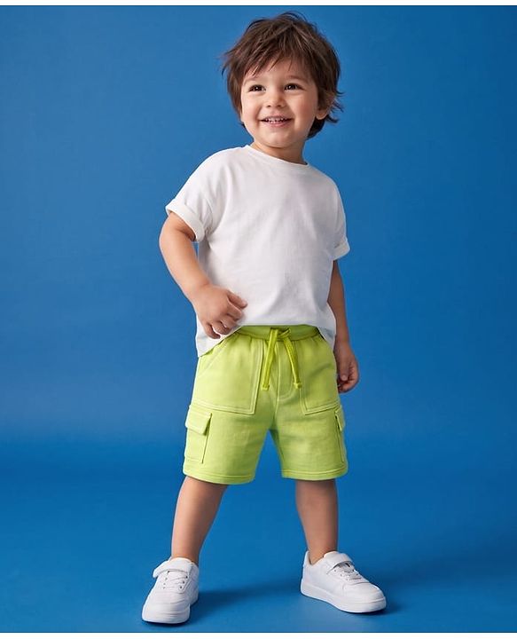 Babyhug Terry Knit Mid Thigh Length Solid Color Shorts - Red