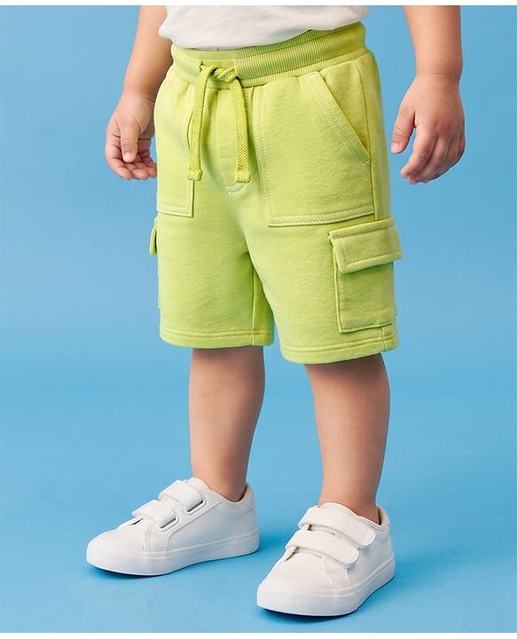 Babyhug Terry Knit Mid Thigh Length Solid Color Shorts - Red