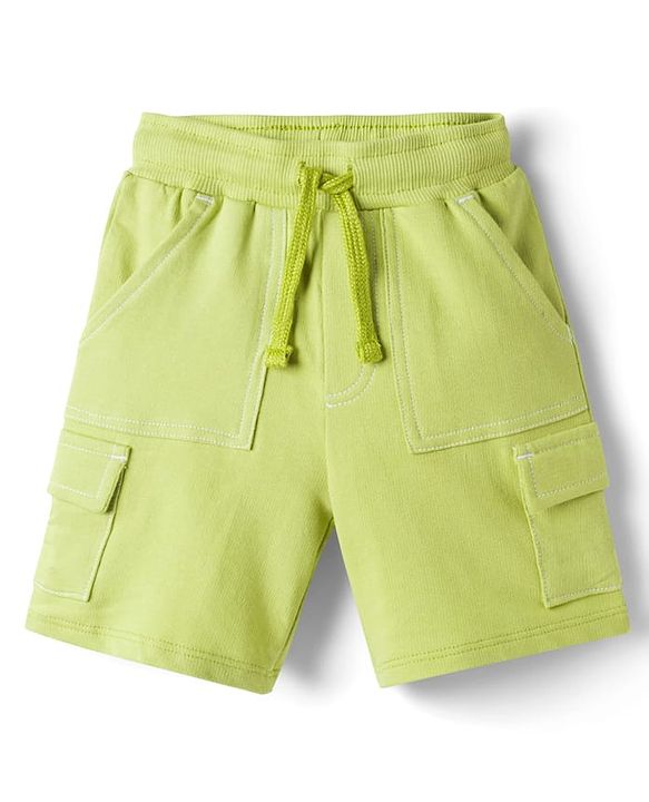 Babyhug Terry Knit Mid Thigh Length Solid Color Shorts - Red