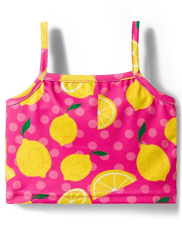 Babyhug Water Repellent Sleeveless Two Piece Swimsuit  with Lime Print - Pink