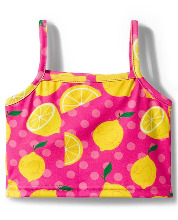 Babyhug Water Repellent Sleeveless Two Piece Swimsuit  with Lime Print - Pink