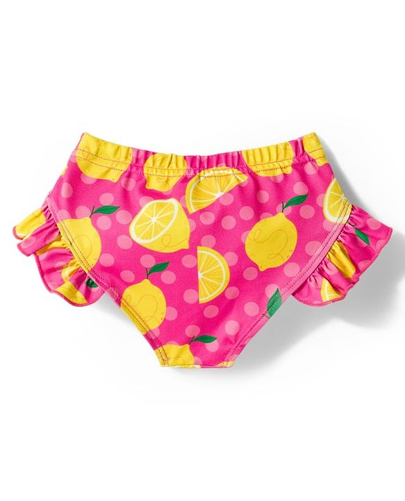 Babyhug Water Repellent Sleeveless Two Piece Swimsuit  with Lime Print - Pink