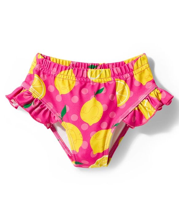 Babyhug Water Repellent Sleeveless Two Piece Swimsuit  with Lime Print - Pink