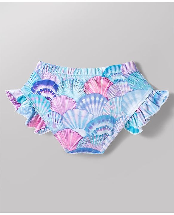 Babyhug Water Repellent Sleeveless Two Piece Swimsuit With Sea Shell Print - Sky Blue