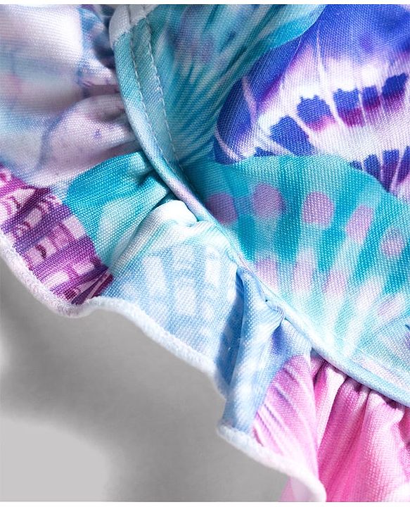 Babyhug Water Repellent Sleeveless Two Piece Swimsuit With Sea Shell Print - Sky Blue