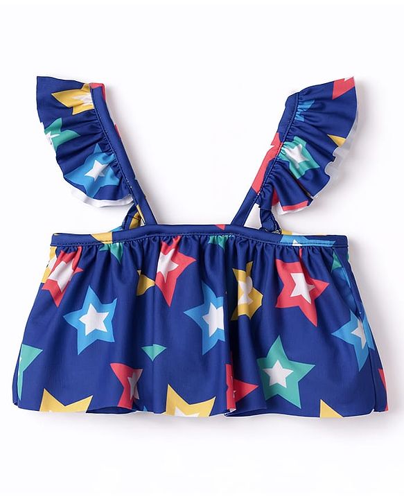 Babyhug Water Repellent Sleeveless Two Piece Swimsuit with Star Print - Navy Blue