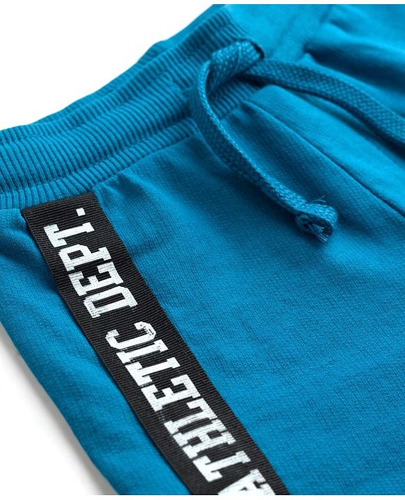 Babyhug Terry Knit Mid Thigh Shorts with Text Print - Blue