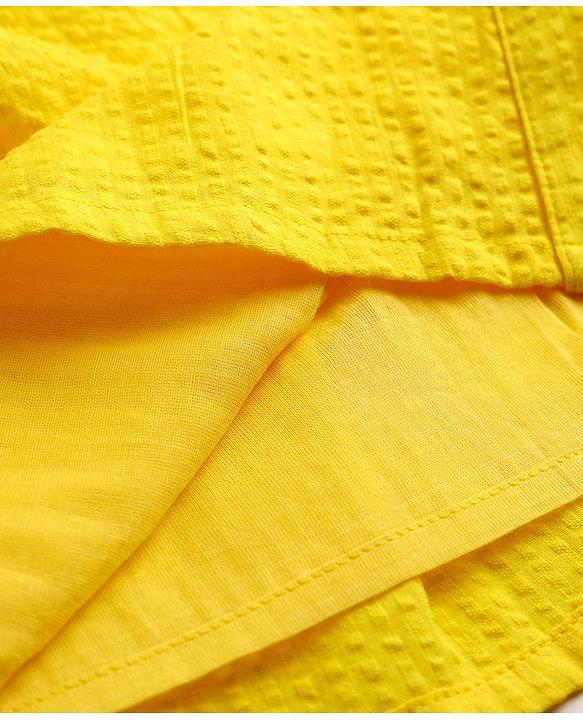Pine Kids Cotton Woven One Piece Dresses/Frocks with Ruffle Sleeves Yellow 4-5 Years