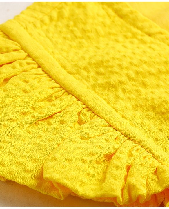 Pine Kids Cotton Woven One Piece Dresses/Frocks with Ruffle Sleeves Yellow 4-5 Years