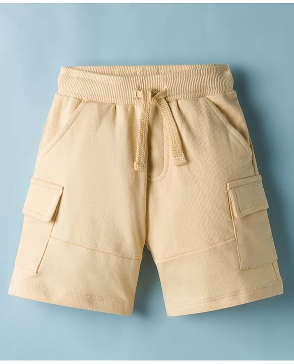 Babyhug Terry Knit Mid Thigh Length Solid Color Shorts - Brown