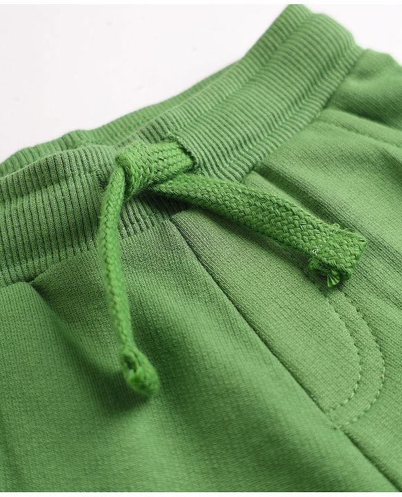 Babyhug Terry Knit Mid Thigh Shorts With Cargo Pockets & Patch - Green
