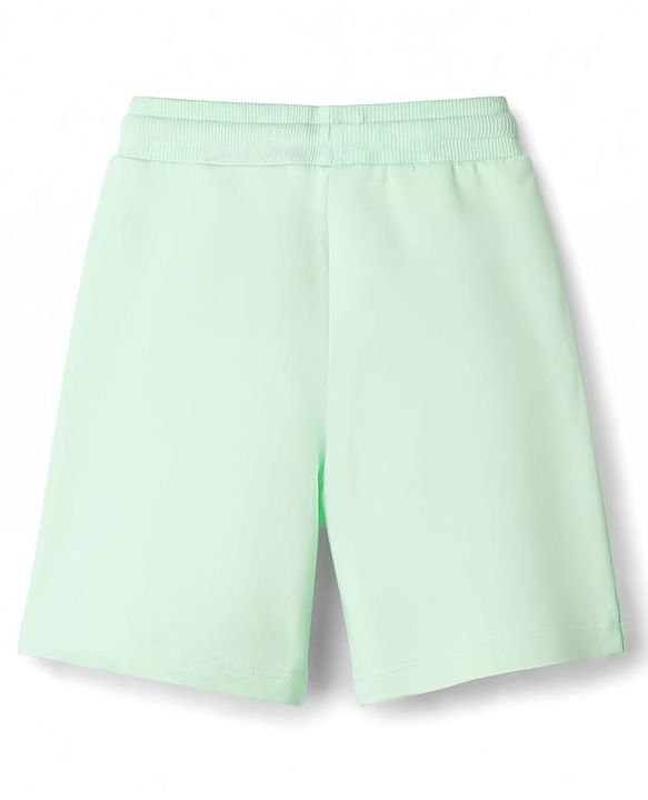 Babyhug Terry Knit Mid Thigh Shorts With Zipper Pockets - Green