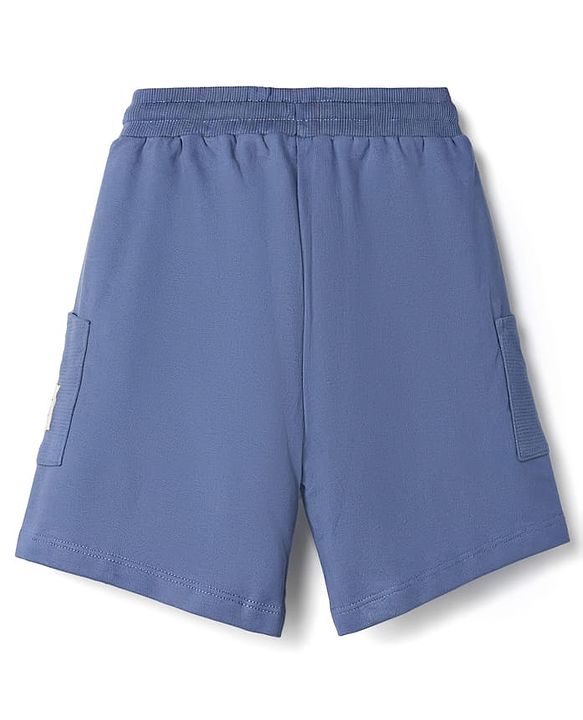 Babyhug Terry Knit Mid Thigh Solid Shorts With Pockets - Blue
