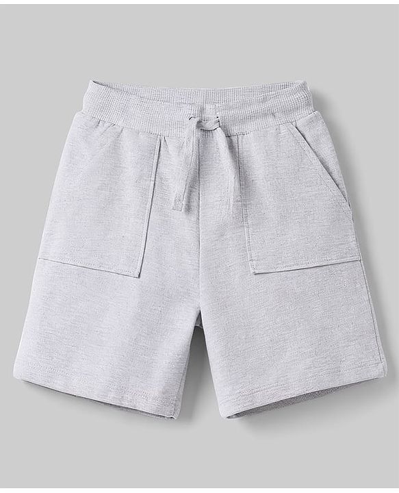 Babyhug Terry Knit Mid Thigh Length Solid Color Shorts with Pocket - White