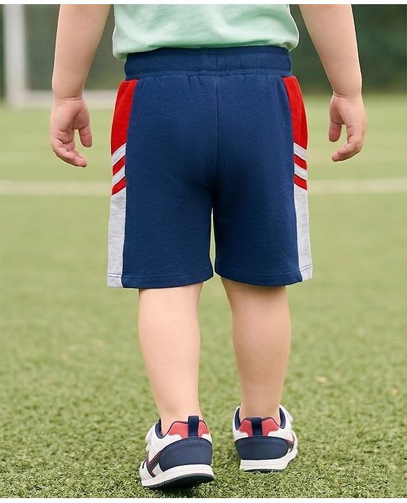 Babyhug Terry Knit Mid Thigh Length Cut & Sew Shorts with Sport Print - Multicolor