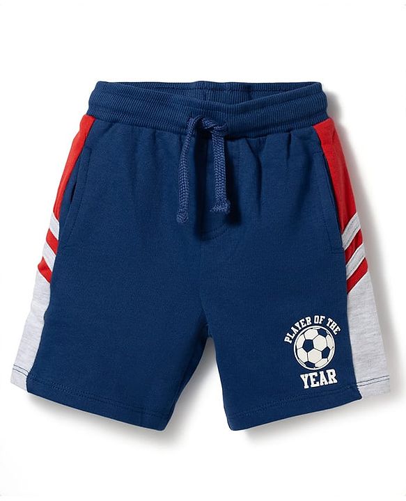 Babyhug Terry Knit Mid Thigh Length Cut & Sew Shorts with Sport Print - Multicolor