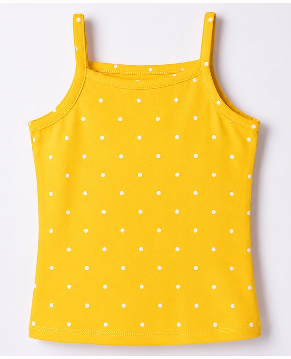 Babyhug 100% Cotton Knit Sleeveless Polka Dots & Floral Printed Slips Pack of 3 - Pink Navy Blue & Yellow