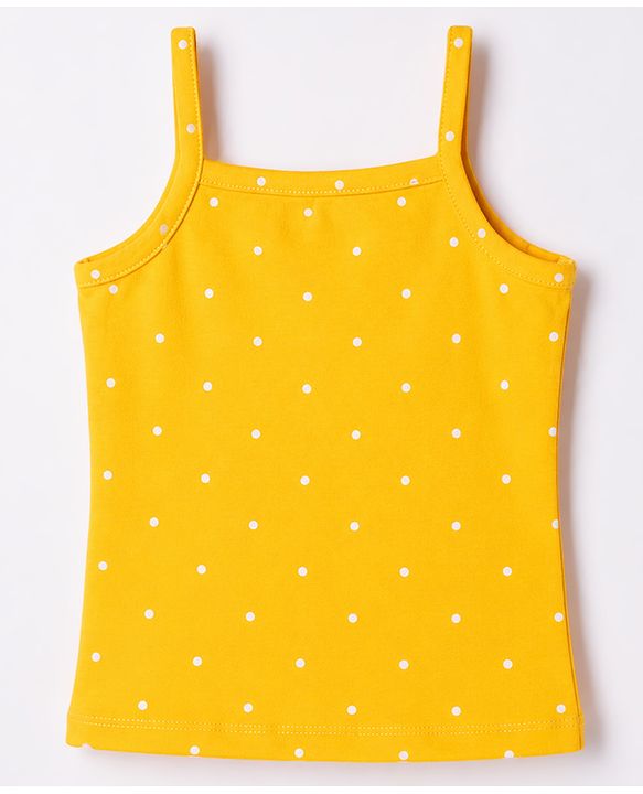 Babyhug 100% Cotton Knit Sleeveless Polka Dots & Floral Printed Slips Pack of 3 - Pink Navy Blue & Yellow