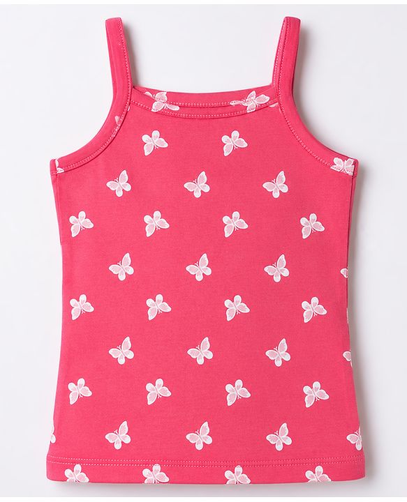 Babyhug 100% Cotton Knit Sleeveless Polka Dots & Floral Printed Slips Pack of 3 - Pink Navy Blue & Yellow
