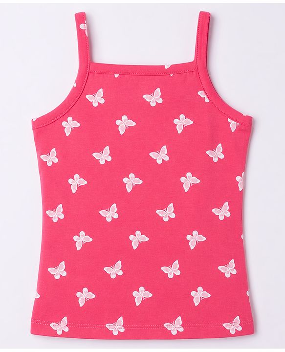 Babyhug 100% Cotton Knit Sleeveless Polka Dots & Floral Printed Slips Pack of 3 - Pink Navy Blue & Yellow