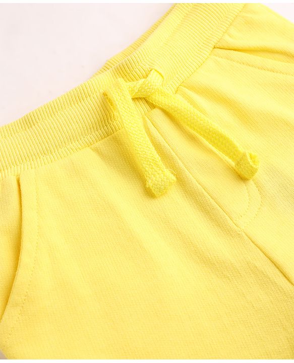Babyhug Terry Knit Mid Thigh Shorts with Basketball Print - Yellow