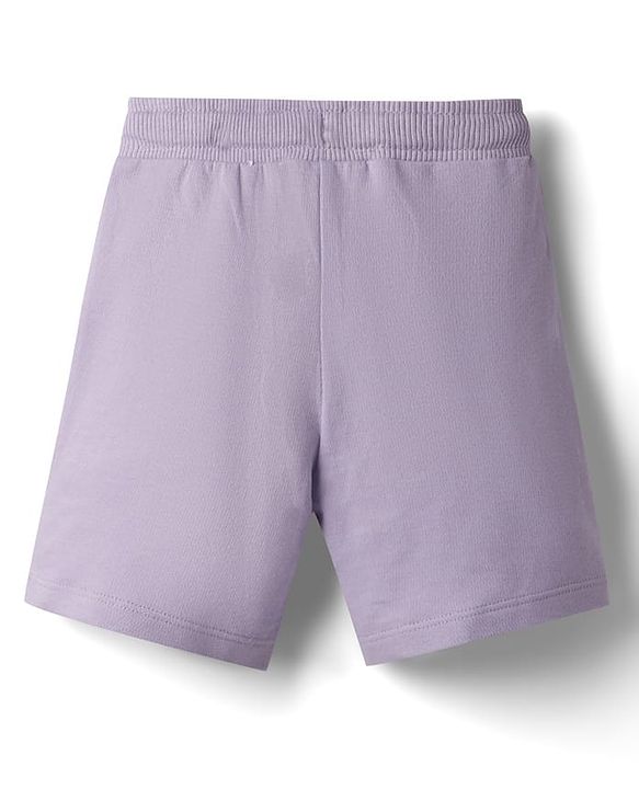 Babyhug Terry Knit Mid Thigh Shorts With Text Print - Lavender