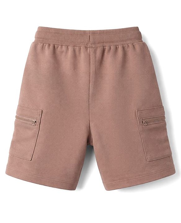 Babyhug Terry Knit Mid Thigh Shorts with Jeep Print - Brown