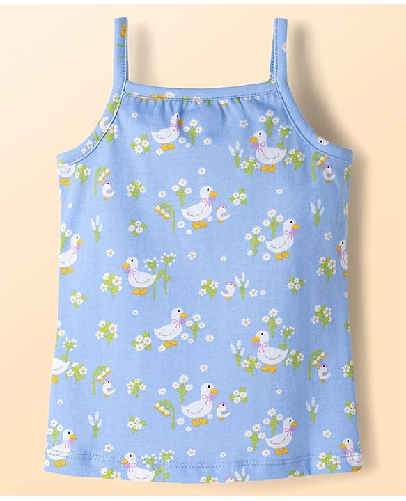 Babyhug 100% Cotton Single Jersey Knit Sleeveless Slips with Floral & Duck Print Pack of 3 - Multicolour